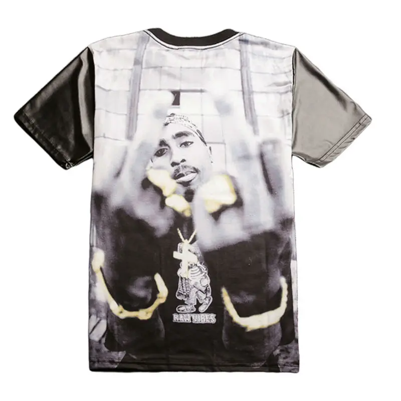 Harajuku футболки с 3D принтом Тупак 2pac средний палец изображение персонажа тройник