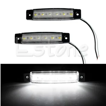 

1Pair 6 LED Bus Van Boat Truck Trailer Side Marker Tail Light Lamp Car Lamp 12V White Car Light Source Car Lamp