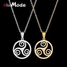 ELSEMODE la película Teen Wolf Triskele Triskelion COLLAR COLGANTE inspirado oro plata acero inoxidable redondo joyería de las mujeres