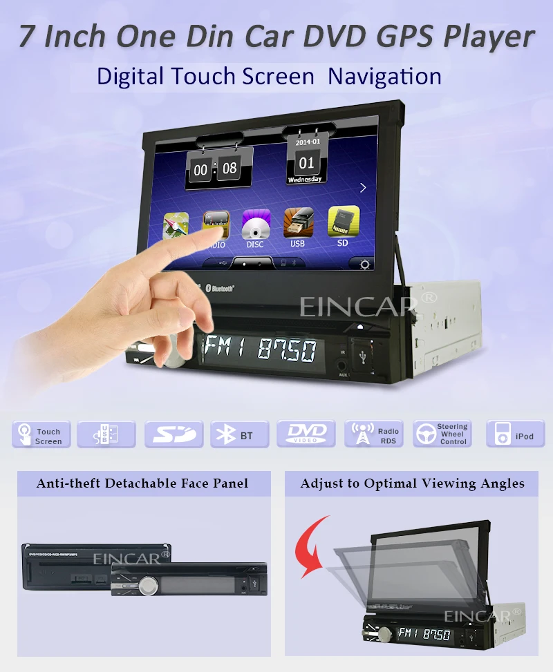 Automotive Parts Car Stereo Headunit MP3 Music CD GPS SAT Electronics DVD Player Multimedia Auto Radio Autoradio In Deck Car Video one din In Dash TFT Touch iPod Remote control HD Camera