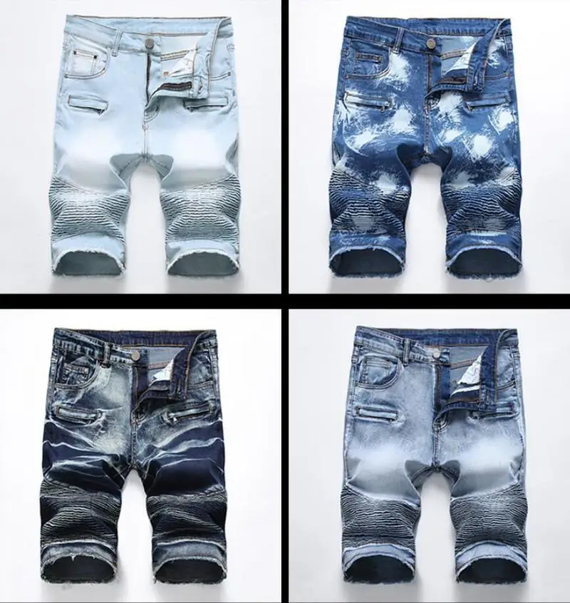 Европейских/американских локомотив Стиль джинсовые шорты мужские's джинсы в гармошку Для мужчин летняя хлопковая большой Размеры Повседневное по колено шорты