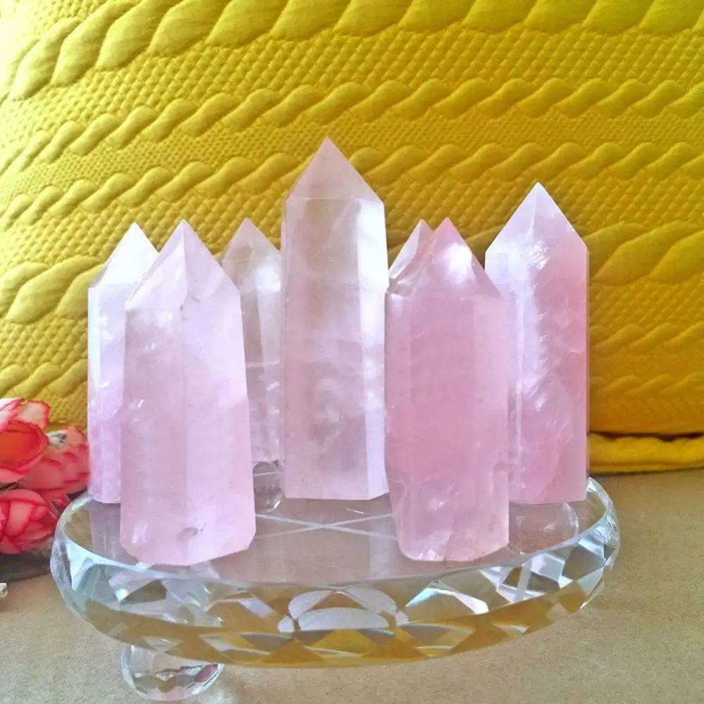 

Natural Fluorite Crystal Pink Fluorite 50-60MM Quartz Cristal Stone Point Healing Hexagonal Wand Cuarzo Healing Crystals