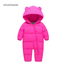 HYLKIDHUOSE 2017 Winter Infant Newborn Rompers Warm Thick Baby Girls Boys Rompers Cartoon Children Hooded Rompers