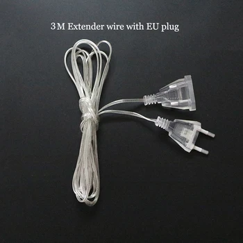 

Wholesale 3M Extender Transparent Wire EU plug/US plug for LED String Christmas Lights Garden Home Garland Party Decotation