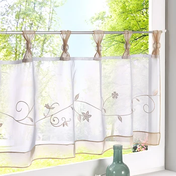 

Embroidered Short Curtains For Kitchen Voile Tulle Curtain for Living Room Bedroom Blinds on Window Home Decor rideau salon