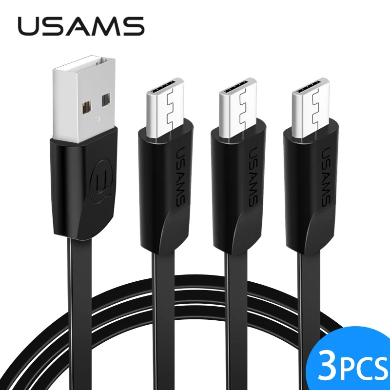 USAMS 3 шт./упак. Micro USB кабель для xiaomi redmi note 5, 2A мобильный телефонный кабель Microusb для xiaomi redmi 5 кабель зарядного устройства