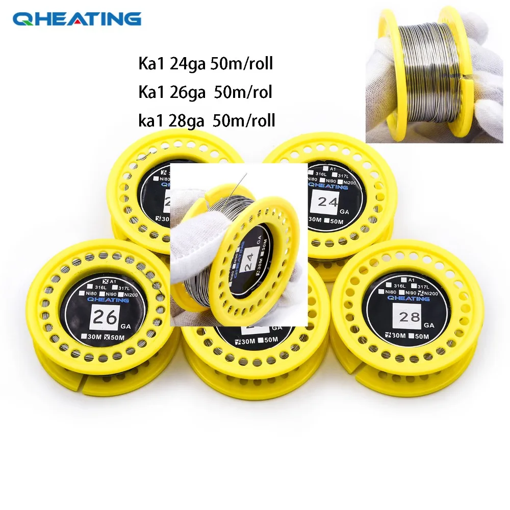 

Hot selling Qheating KA1 24GA/26GA/28GA 50m/roll heating wire for Electronic Cigarette RDA RTA atomizer coil DIY Vaporizer
