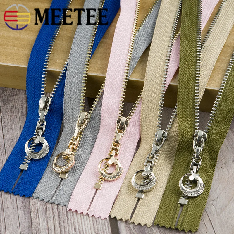 

Meetee 3pcs 11-25cm 3# Metal Zipper Closed End Gold Silver Tooth Moon Pull Head Zip Lock DIY Bag Clothing Sewing Accessory ZA005