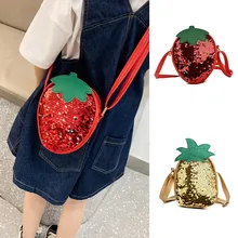 Сумка через плечо, сумка для мобильного телефона, Детская милая сумка с блестками и фруктами, сумка через плечо, сумка-мессенджер, кошелек для монет, Детская сумка#517