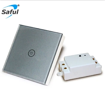 

Saful Touch Switch 1 Gang 1 Way Wall Light Screen Crystal Glass Panel home Wireless Remote Control Switch