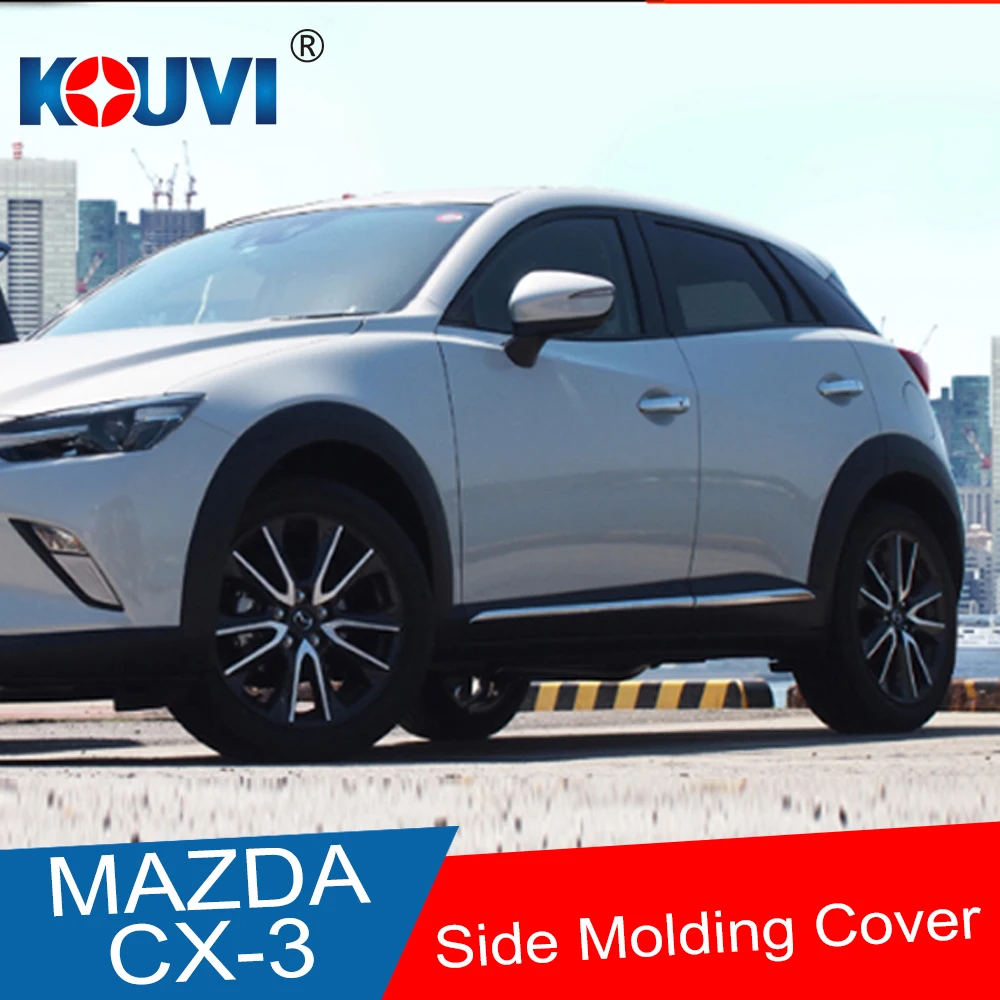 

KOUVI ABS Chrome Side body molding Cover Kit Trim for 2015 2016 2017 Mazda CX-3 CX3 CX 3 car styling