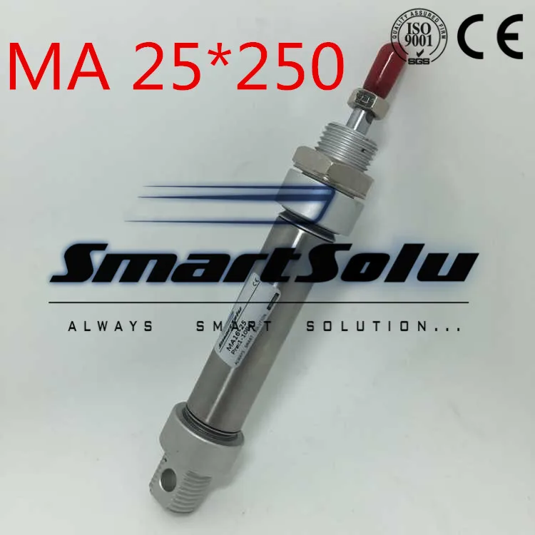 

Free Shipping MA 25*250 Mini Cylinder 1/8" Port Stainless Steel 25mm Bore 250mm Stroke Double Acting Pneumatic Cylinder
