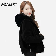 Coats Hot Sale Full Zipper Solid Bayan Kaban 2017 New Women Hooded False Fox Jacket Style