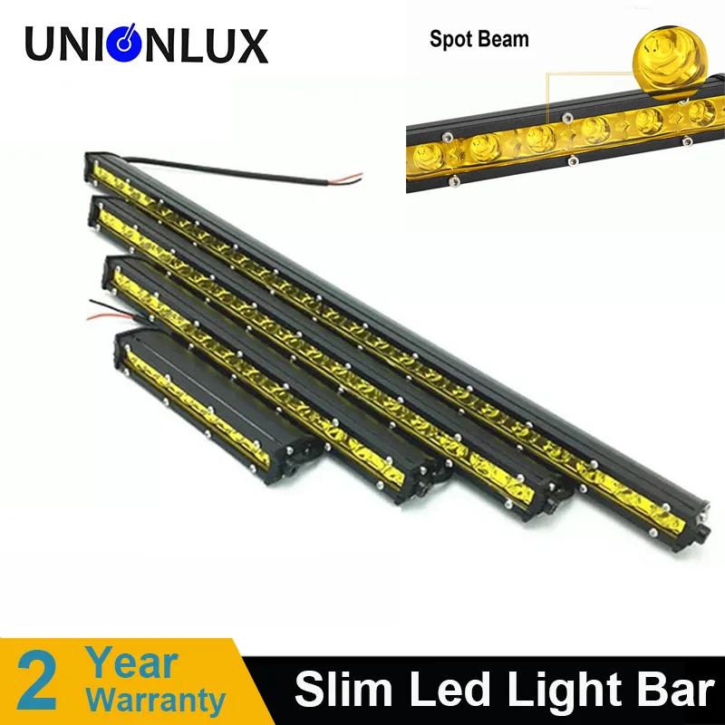 7inch 13&quot 20&quot 25&quot 32&quot 38&quot Super Slim Single Row Yellow Led Work Light Bar Offroad Driving Lamp Spot Fog SUV ATV 12V 24V |
