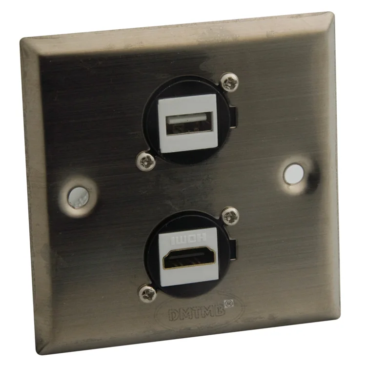 Stainless steel wall plate with HDMI, USB and support DIYin Extension