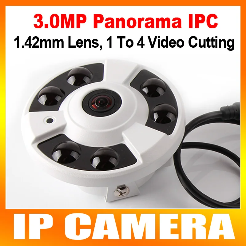 Fisheye 5MP Lens CCTV Security 3 Megapixel 360 Degree Panoramic IP Camera 3MP Onvif 1 To 4 Video Cutting IR 20M,Metal Housing