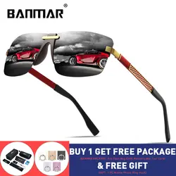 BANMAR HD поляризованных солнцезащитных очков Для мужчин солнцезащитные очки Для женщин без оправы Элитный бренд дизайнерские очки Masculino