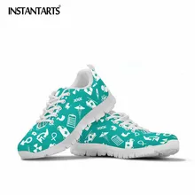 INSTANTARTS Мода Медсестра Дизайн Для женщин кроссовки обувь Летняя удобная обувь на плоской подошве для девочек женские уход печати обувь из сетчатого материала
