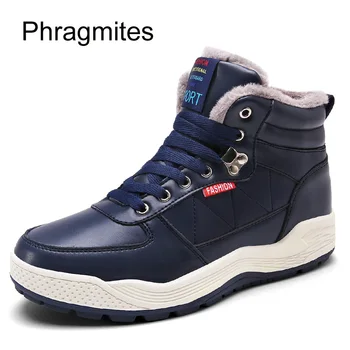 

Phragmites Winter Cotton Mens Shoes Student Adult Winter Snow Boots High Upper Big Size Sneakers Daily Warm Snow Shoes