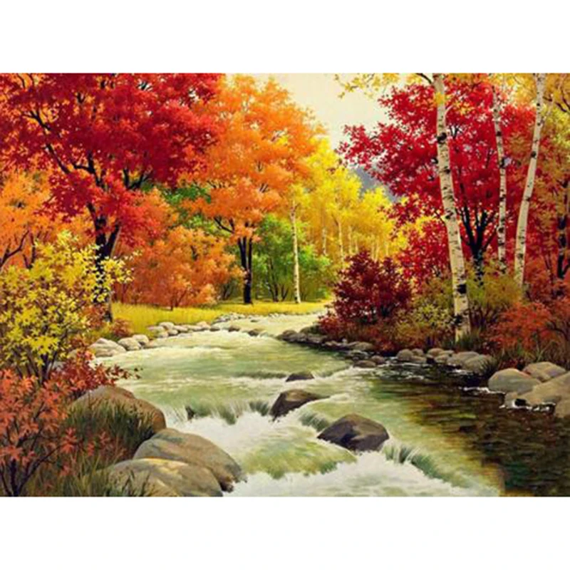 Diamond Painting Autumn Scenery 5D DIY Mosaic Landscape Full Square Embroidery Tree Crafts Kit Decorative yy023 | Дом и сад