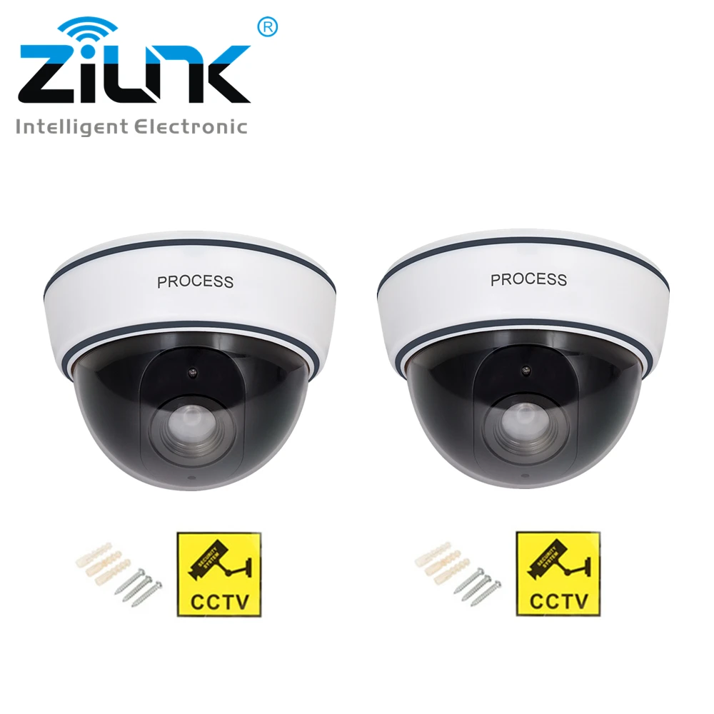 

2psc Fake Camera Dome Red Flashing LED Light Outdoor Indoor Dummy Camera Simulation Waterproof Security Surveillance CCTV