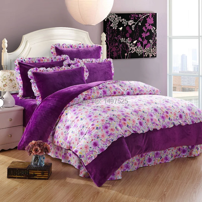 Use Of The Winter Colourful Colour Printing Warm Flannel Bedding Use Of The Winter Colourful Colour Printing Warm Flannel Bedding Sets Queen King Size 4pcs Duvet Cover Bed Sheet Pillowcase