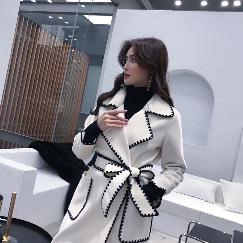 Mince Rétro En Beige Épaississement Et Longue Section Nouvelle Parcs Femmes Laine 2018 Hiver Tempérament Automne Manteau Taille Rdq7WaOwO