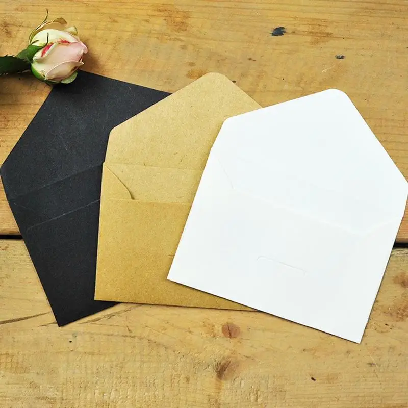 

20Pcs Classical Brown White Black Kraft Blank Mini Paper Window Envelopes Wedding Invitation Envelope Gift Party Supplier