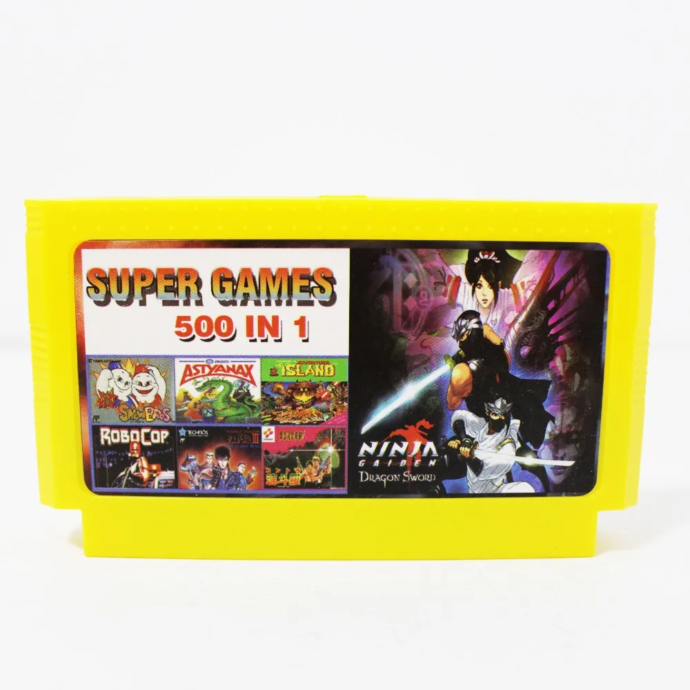 Hot 500 In 1 Pocket Games In 1 Cartridge Big Yellow Game Card For 8 Bit