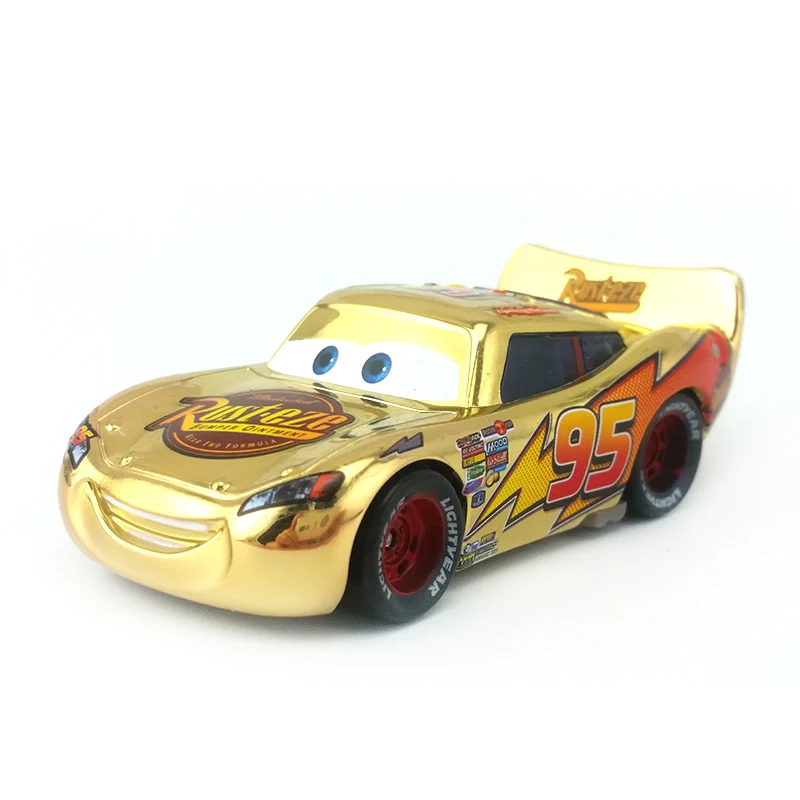 Disney Pixar Cars Gold Dinoco синий черный полицейский Молния Маккуин литой игрушечный автомобиль для детей 1:55 Свободный бренд и - Цвет: Gold Chrome McQueen