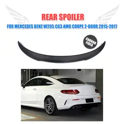Углеродного волокна задний спойлер багажника крыло губы Стикеры F Стиль для Mercedes Benz C-Class W205 C63 AMG Coupe 2 двери 2015-2017