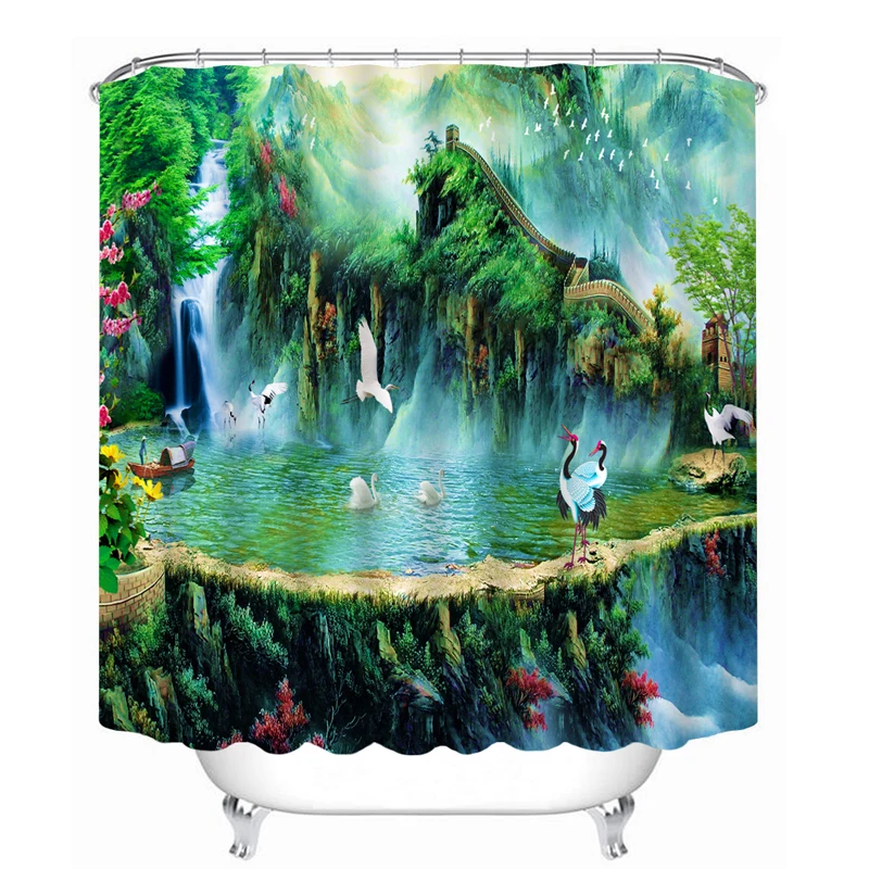 

Cartoon pattern 3D Shower Curtain Polyester Fabric Waterproof Shower Curtain Eco-Friendly Bathroom Curtain Home
