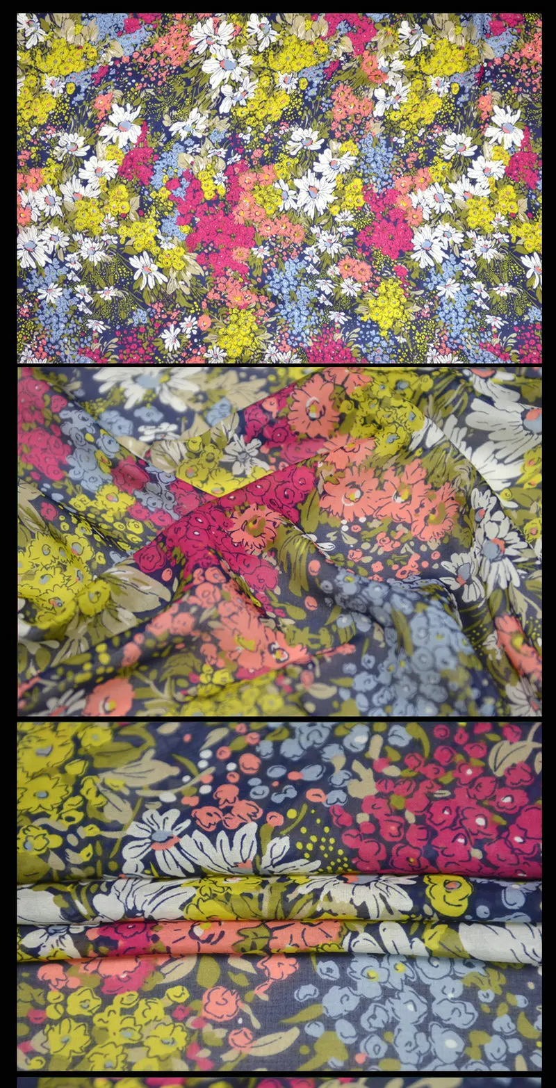 Эффектный цветочный дизайн печать шелк шифон платье Ткань 8 момме 135 см