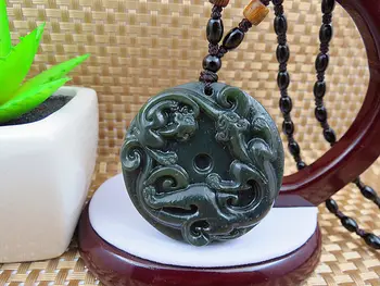 

Chinese beautiful Hetian jade abstract dragon pendant free beads free shipping