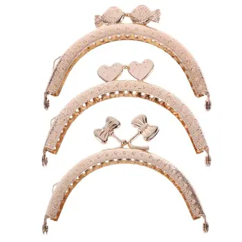 

Gold Purse Bag Metal Frame Kiss Clasp Lock Clip Bags Making DIY Craft Accessories 8.5x5cm