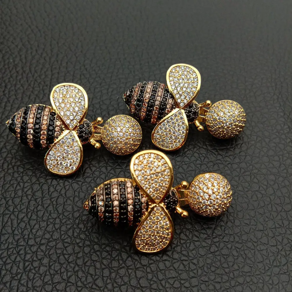 

Cubic Zircon Micro pave bee fixed interlayer clasp clip double connector DIY Jewelry Findings