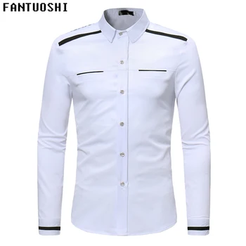

Men Shirts Europe Size New Arrivals Slim Fit Male Shirt Solid Long Sleeve Business Casual High Quality Cotton Men's Shirt White
