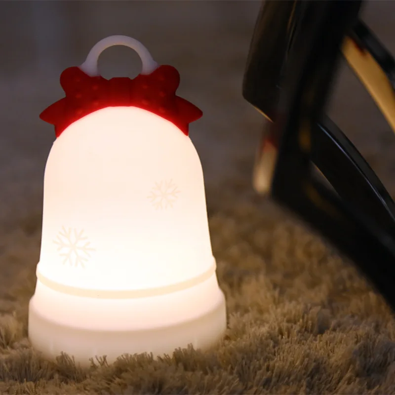 

Christmas bell Led Lamps Battery 7 Colors Changing Nursery Lights Soft Silicone Baby Nursery Lamp Christmas Home Decor For Kids