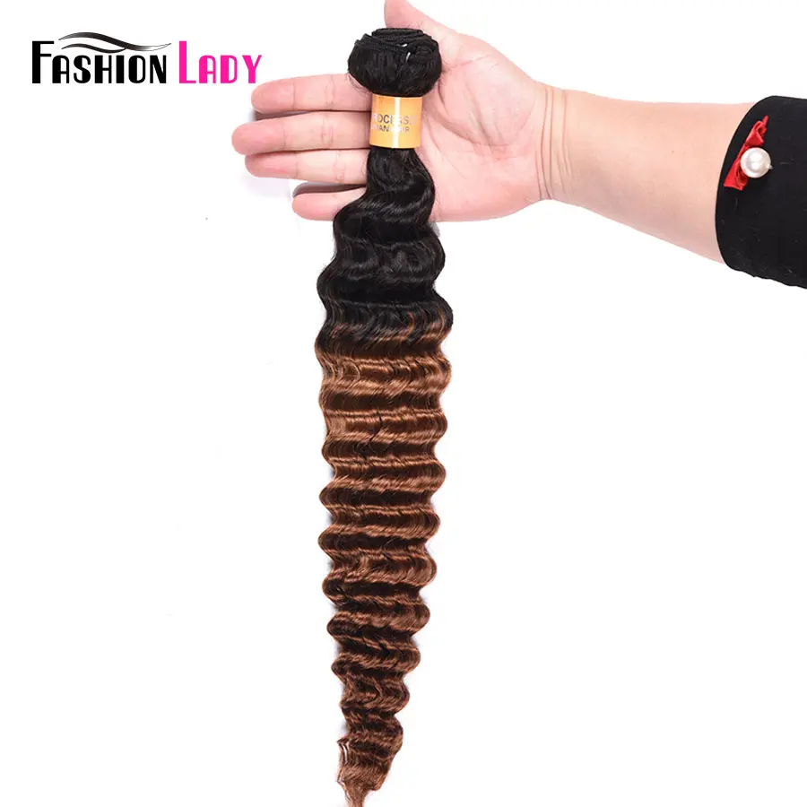 

Fashion Lady Pre-Colored Peruvian Deep Wave Bundles 1b/30 Ombre Human Hair Weave Bundles 1 Piece Brown Weave Non-remy
