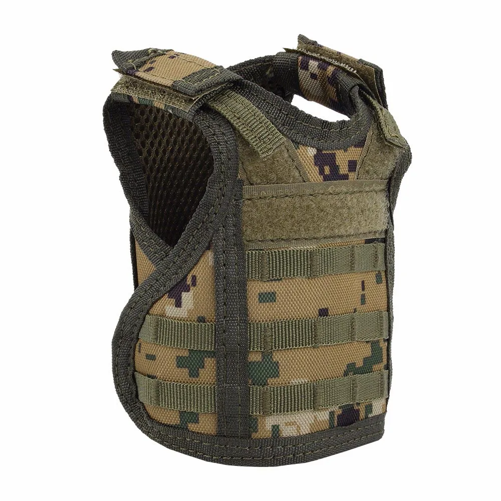 Tactical Mini Hunting Vest Beer Cover Vest Adjustable Molle Shoulder Straps Bottle Vest Water Bottle Carrier for Outdoor Soprts