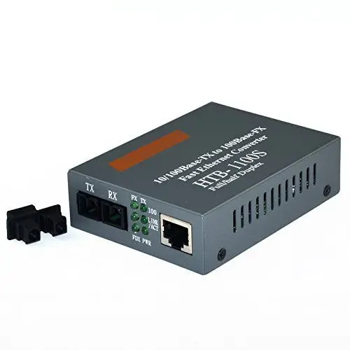 1 пара 10/100M волоконно-оптический аудио-видео конвертер однорежимный одинарный волоконно с SC и 2 RJ45 UTP Порты и разъёмы до тп 25 км