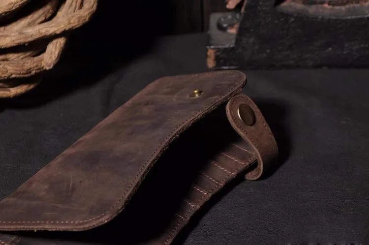 Мужской винтажный кожаный кошелек на цепочке crazy horse, двойной длинный кошелек из натуральной кожи, держатель для карт, кошелек на молнии, карман для монет Rfid