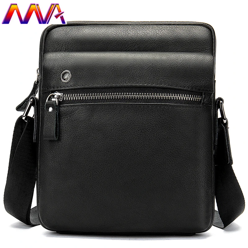 

MVA Casual Leather Messenger Bag Men`s Casual Shoulder Bag 100% Genuine Leather Men Crossbody Bag Fashion Black Men Bags
