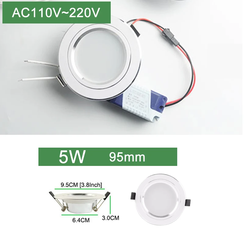 Kaguyahime 4 шт. ультра тонкий светодиодный светильник 110 В 220 В круглый светодиодный потолочное утопленное пятно светильник вниз светильник 3 Вт-18 Вт 7 Вт 9 Вт 10 Вт 12 Вт 15 Вт - Испускаемый цвет: 5W 95mm High Class