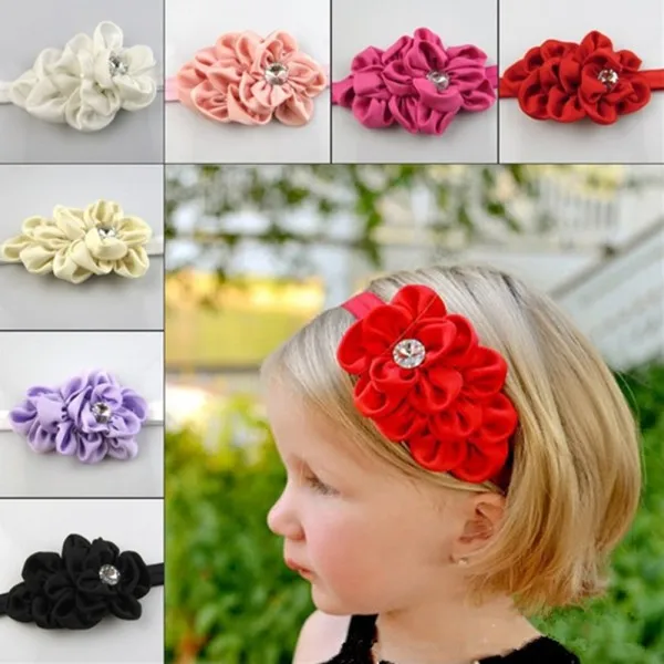 

Baby Kids Girl Infant Flower Rhinestone Headband Hair Bow Band Chiffon Headwear