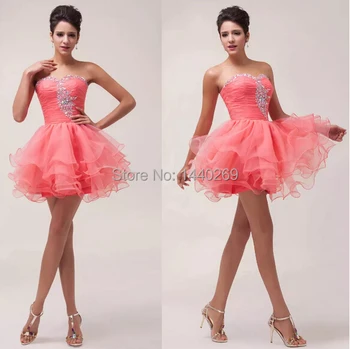 

Sexy Strapless Short Party Gown Sequins Crystal Beadings Voile Dress for Weddings Custom Made