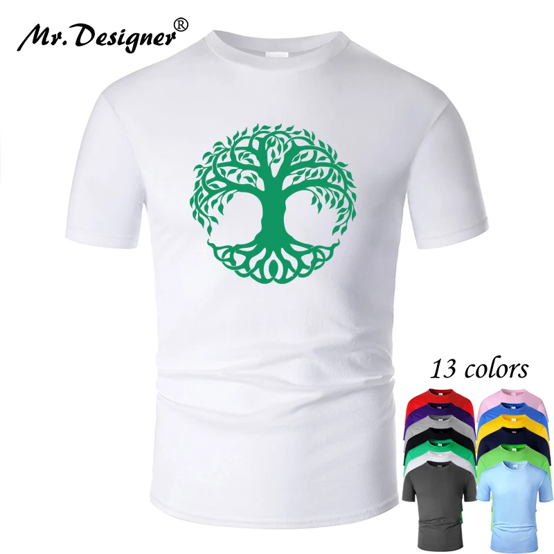 

Big Tree Line Art O Neck Cotton T Shirt Men Unisex Summer Short Sleeve Designed Casual Women Top tees m01008