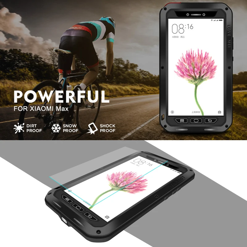 Love Mei Powerful For Xiaomi Mi Max Armored Hybrid Cover Case Waterproof Case Fundas Housing Water/Dirt/Shock/Rain Proof