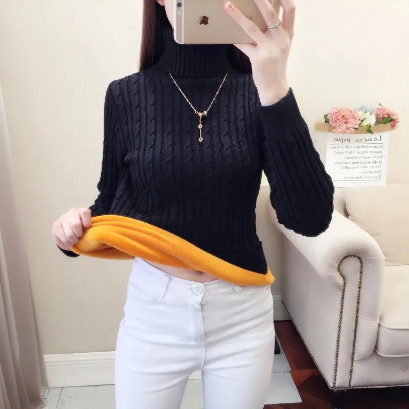 

Chompas para mujer 2019 Fashion Women Pullover Sweaters Turtleneck Long Sleeve Solid Thick Warm Winter Knitted Sweater