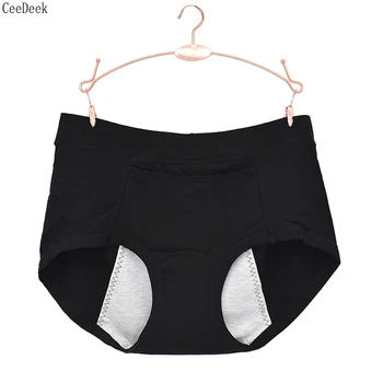 

Women's Physiological Panties Big Size Organic Cotton Cycle Period Underwear High Waist Leak-proof Hipster Intimates Briefs